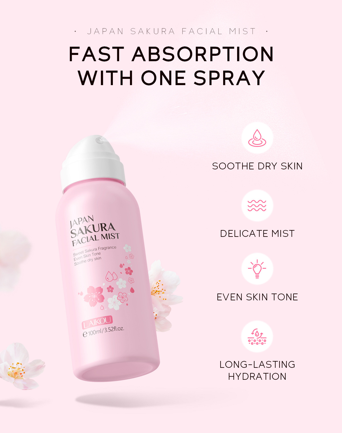 LAIKOU Sakura-Spray iluminador - Skincare Niacinamide reseña y precio
