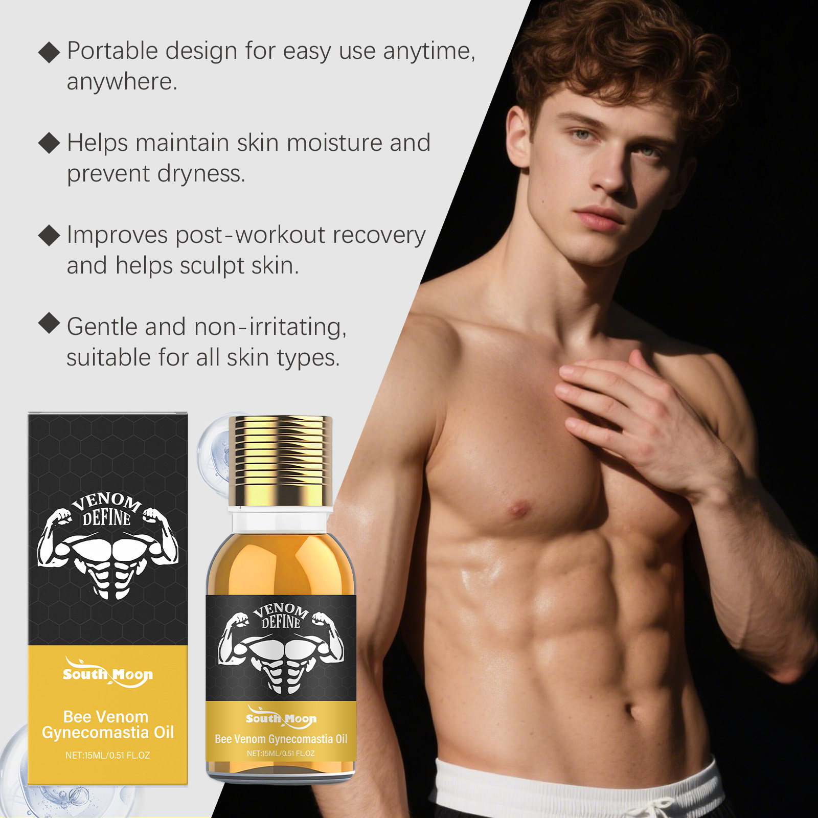 Aceite de ginecomastia de vene - Skincare Natur E reseña y precio